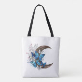 Blauschmetterlinge auf Holzhalbzeugen Tasche (Rückseite)