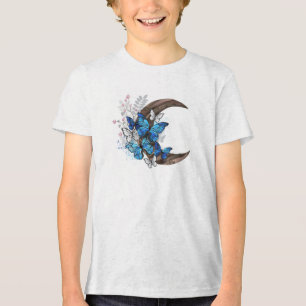 Blauschmetterlinge auf Holzhalbzeugen Tri-Blend Shirt