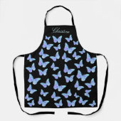 Blauschmetterlinge auf schwarz schürze (Vorderseite)