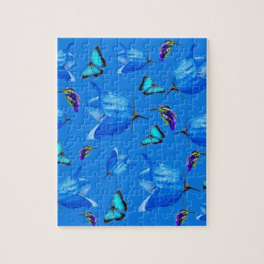 Blauschmetterlinge, Kingfisher und Glockenblume, B Puzzle (Vertikal)