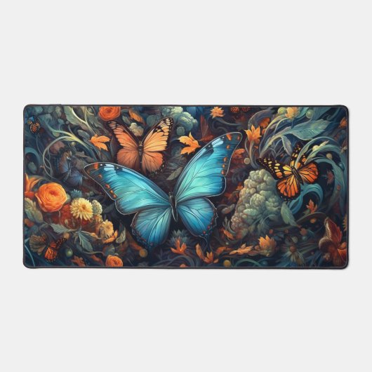 Blauschmetterlingsmonarchien und Wildblumen Schreibtischunterlage (Vorderseite)