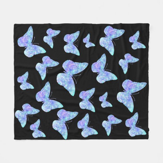 Blauschmetterlingsmuster Fleecedecke (Vorderseite (Horizontal))
