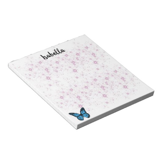 Blauschmetterlingsuntergrund Notizblock (angewinkelt)