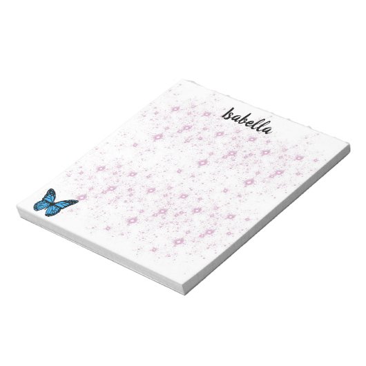 Blauschmetterlingsuntergrund Notizblock (Rotiert)