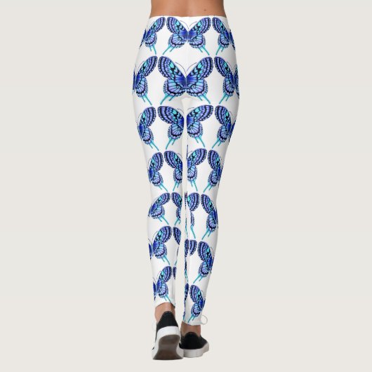 Blauschmetterlingsweiß Leggings (Rückseite)
