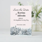 Blauschneebedeckte Winterkarte Save the Date (Stehend Vorderseite)