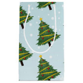 Blauschneedekorierte Winterweihnachtsbaume Kleine Geschenktüte (Vorderseite)