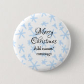Blauschneeflocken Weihnachtsmuster Schneemuster Button (Vorderseite)