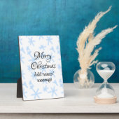 Blauschneeflocken Weihnachtsmuster Schneemuster Fotoplatte (Seite)