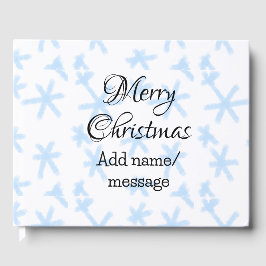 Blauschneeflocken Weihnachtsmuster Schneemuster Gästebuch