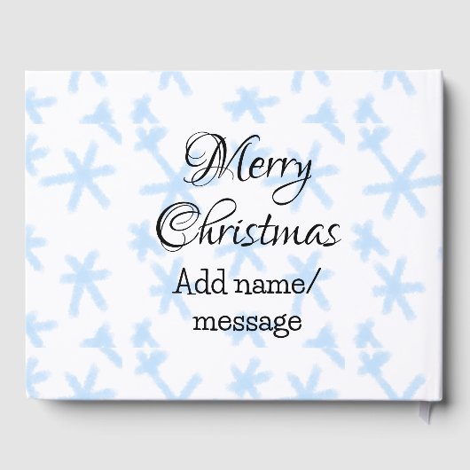 Blauschneeflocken Weihnachtsmuster Schneemuster Gästebuch (Rückseite)