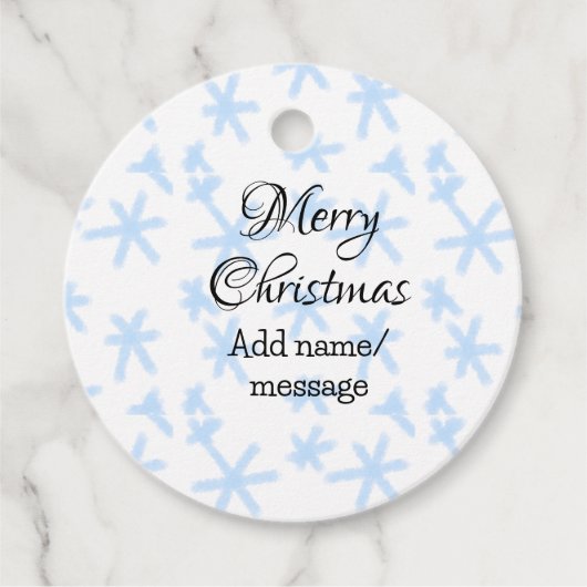 Blauschneeflocken Weihnachtsmuster Schneemuster Geschenkanhänger (Vorderseite)