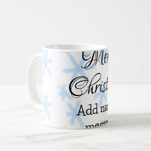 Blauschneeflocken Weihnachtsmuster Schneemuster Kaffeetasse (Vorderseite Links)