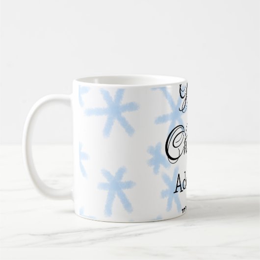 Blauschneeflocken Weihnachtsmuster Schneemuster Kaffeetasse (Links)