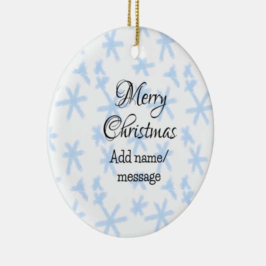 Blauschneeflocken Weihnachtsmuster Schneemuster Keramik Ornament (Rechts)