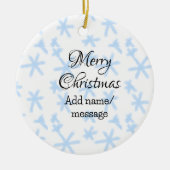 Blauschneeflocken Weihnachtsmuster Schneemuster Keramik Ornament (Vorne)