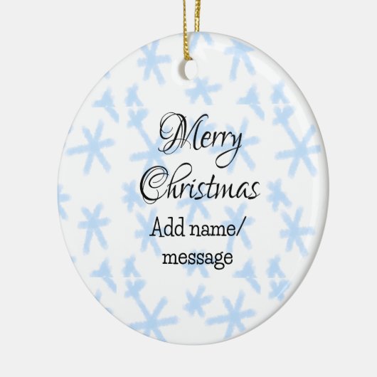 Blauschneeflocken Weihnachtsmuster Schneemuster Keramik Ornament (Links)
