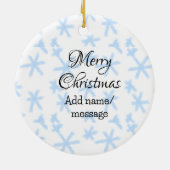 Blauschneeflocken Weihnachtsmuster Schneemuster Keramik Ornament (Hinten)