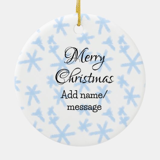 Blauschneeflocken Weihnachtsmuster Schneemuster Keramik Ornament (Hinten)