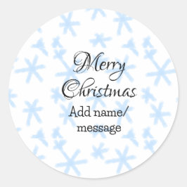 Blauschneeflocken Weihnachtsmuster Schneemuster Runder Aufkleber