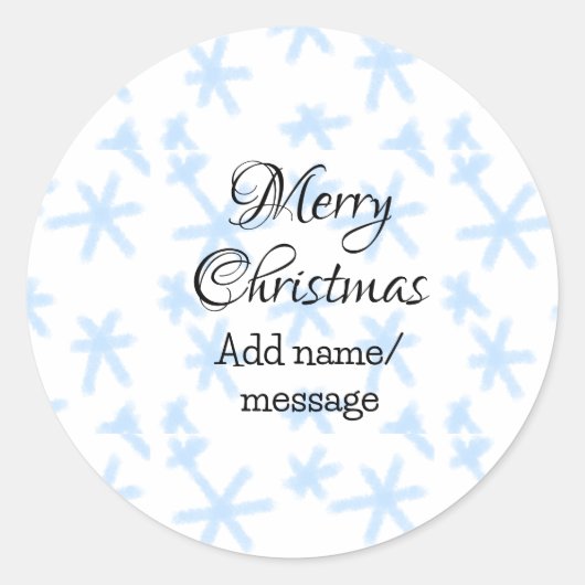 Blauschneeflocken Weihnachtsmuster Schneemuster Runder Aufkleber (Vorderseite)