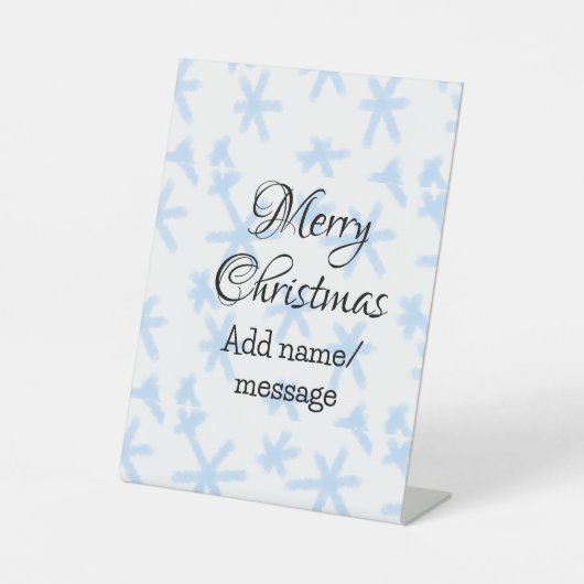 Blauschneeflocken Weihnachtsmuster Schneemuster Sockelschild (Vorderseite)