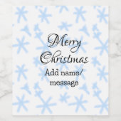 Blauschneeflocken Weihnachtsmuster Schneemuster Weinetikett (Einzelnes Label)