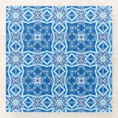 Blauschneeviereckiges Muster Glasuntersetzer (Vorderseite)
