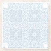 Blauschneeviereckiges Muster Glasuntersetzer (Rückseite)