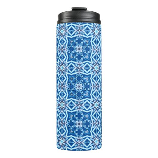 Blauschneeviereckiges Muster Thermosbecher (Vorderseite)