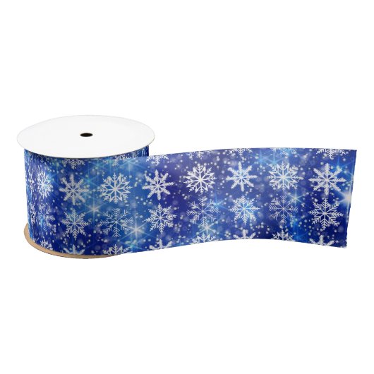 Blauschneewiederholte Schneeflocken Satinband (Spule)