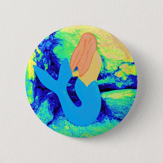 BlauSchwanz Meerjungfrauentwurf Button (Vorderseite)
