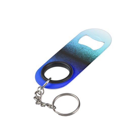 Blauschwarz Abstrakte Artwork Mini Flaschenöffner (Rückseite Schrägansicht)