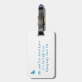 Blauschwarz abstrakter Schmetterling mit Gepäckanh Gepäckanhänger (Rückseite vertikal)