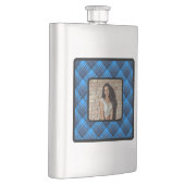 Blauschwarz Kariertes Foto Stahlkolben Flachmann (Rechts)