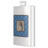 Blauschwarz Kariertes Foto Stahlkolben Flachmann (Links)