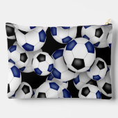 Blauschwarz-mit Monogramm-Fußball-Muster Zubehörtasche (Rückseite)