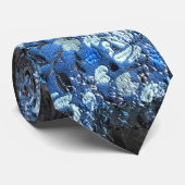 Blauschwarze Blumenmuster Herz Krawatte (Gerollt)