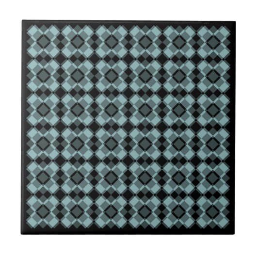 Blauschwarzes Karo-Argyle-Muster Fliese (Vorderseite)
