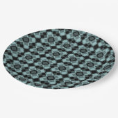Blauschwarzes Karo-Argyle-Muster Pappteller (Schrägansicht)