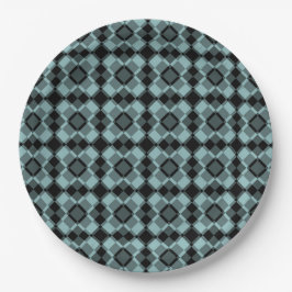 Blauschwarzes Karo-Argyle-Muster Pappteller