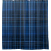 Blauschwarzes Karomuster Duschvorhang (Vorderseite)
