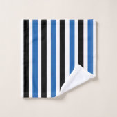 Blauschwarzes Muster für vertikale Streifen Badhandtuch Set (Waschlappen)