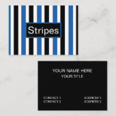 Blauschwarzes Muster für vertikale Streifen Visitenkarte (Vorne/Hinten)