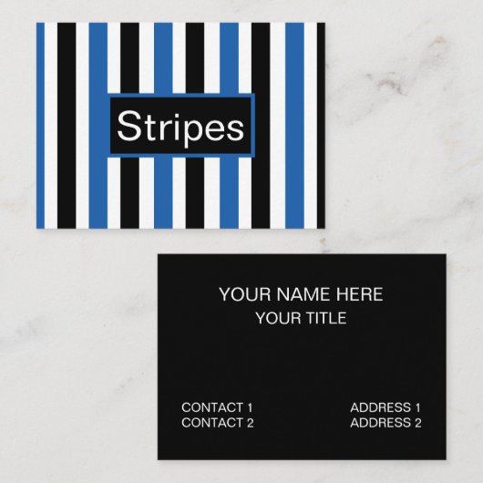 Blauschwarzes Muster für vertikale Streifen Visitenkarte (Vorne/Hinten)
