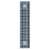 Blauschwarzes Tartan-Monogramm Kurzer Tischläufer (Vorderseite)