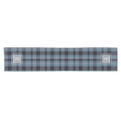 Blauschwarzes Tartan-Monogramm Kurzer Tischläufer (Horizontal)
