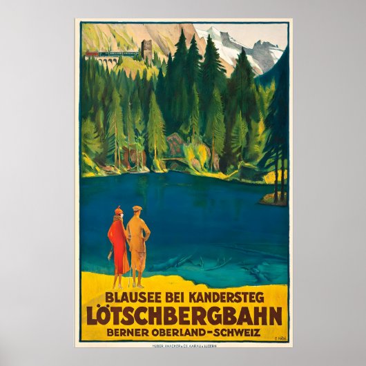 Blausee Berner Oberland Schweiz Vintage Poster (Vorne)