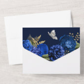 Blausilberne Rose All In One Einladung (Rückseite)