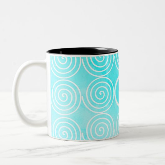 Blauspiralmuster Zweifarbige Tasse (Links)